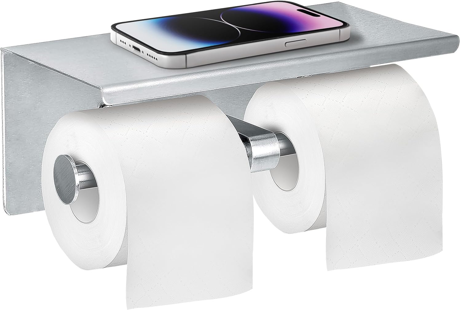 Double Toilet Paper Holder with Shelf for Modern Bathrooms
