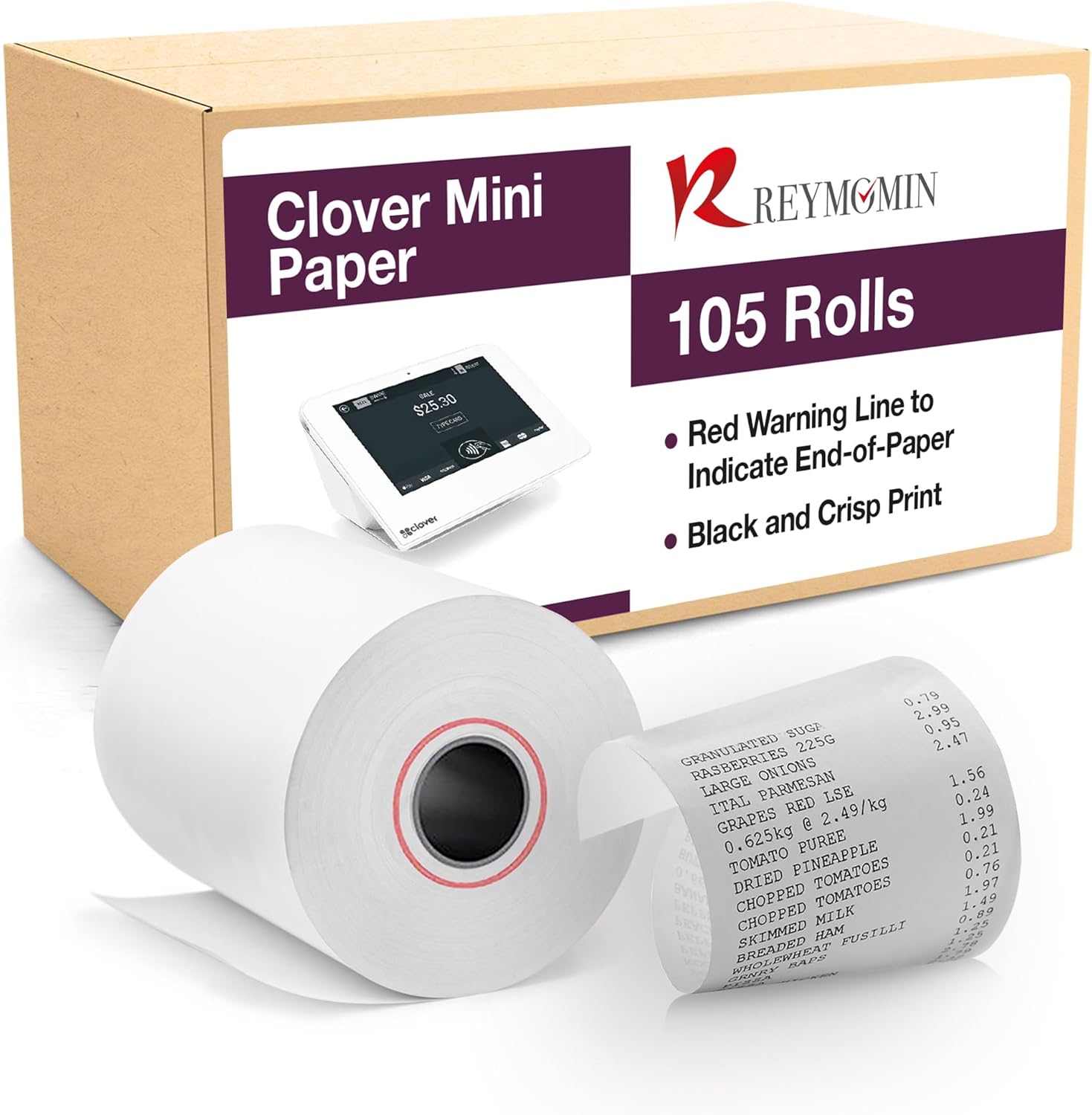 Clover Mini Receipt Paper Rolls - BPA Free Thermal Printer Paper