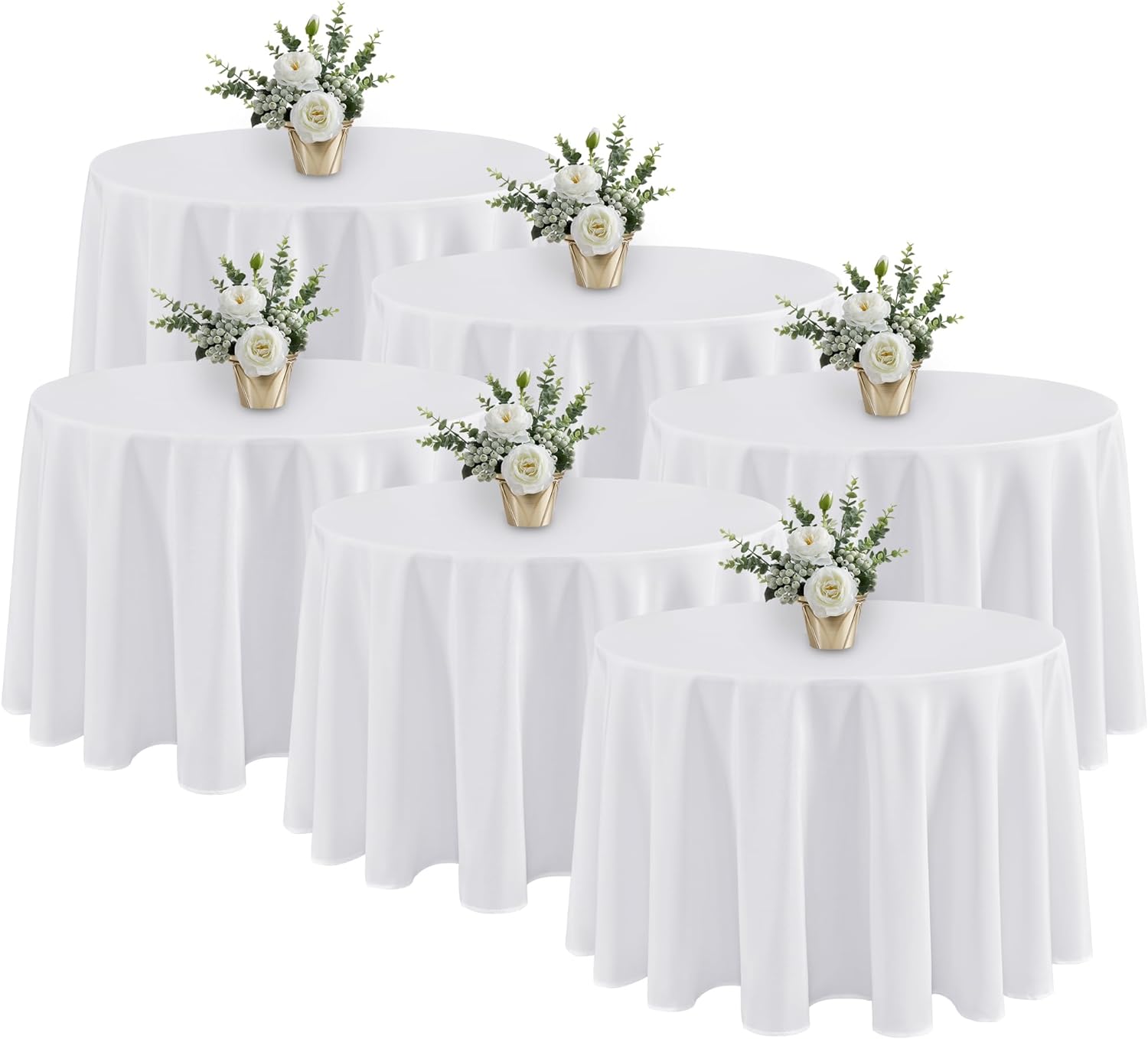 Fitable 6 Pack White Round Tablecloths for Elegant Events