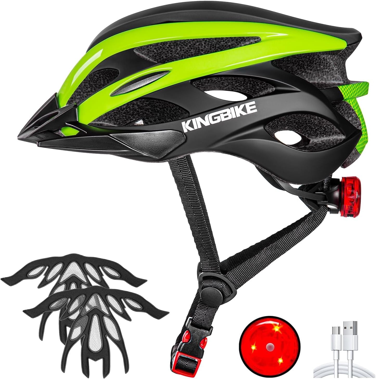 Ultra-Light KINGBIKE Helmet with USB Rear Light