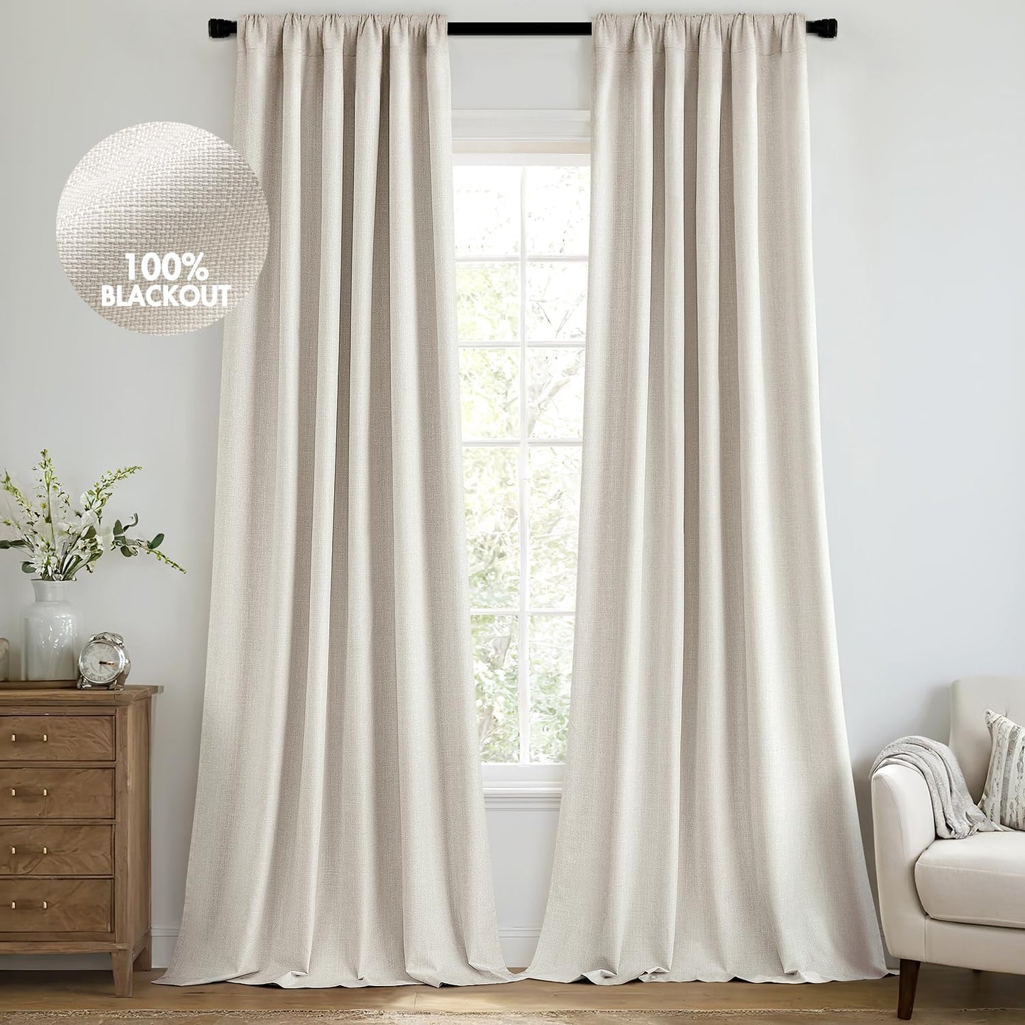 MIULEE 100% Blackout Curtains for Bedroom, 84 Inch Long Set