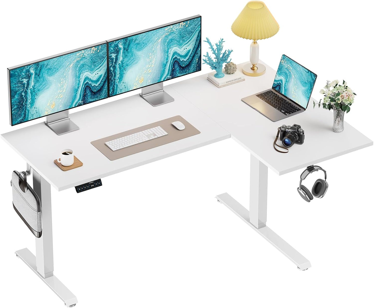 Electric L-Shaped Standing Desk: Height Adjustable Efficiency