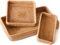 Rattan Serving Tray Set of 3 for Home Decor and Organization