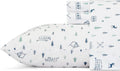 Queen Cotton Percale Sheets in Campout Dark Blue - Crisp & Cool