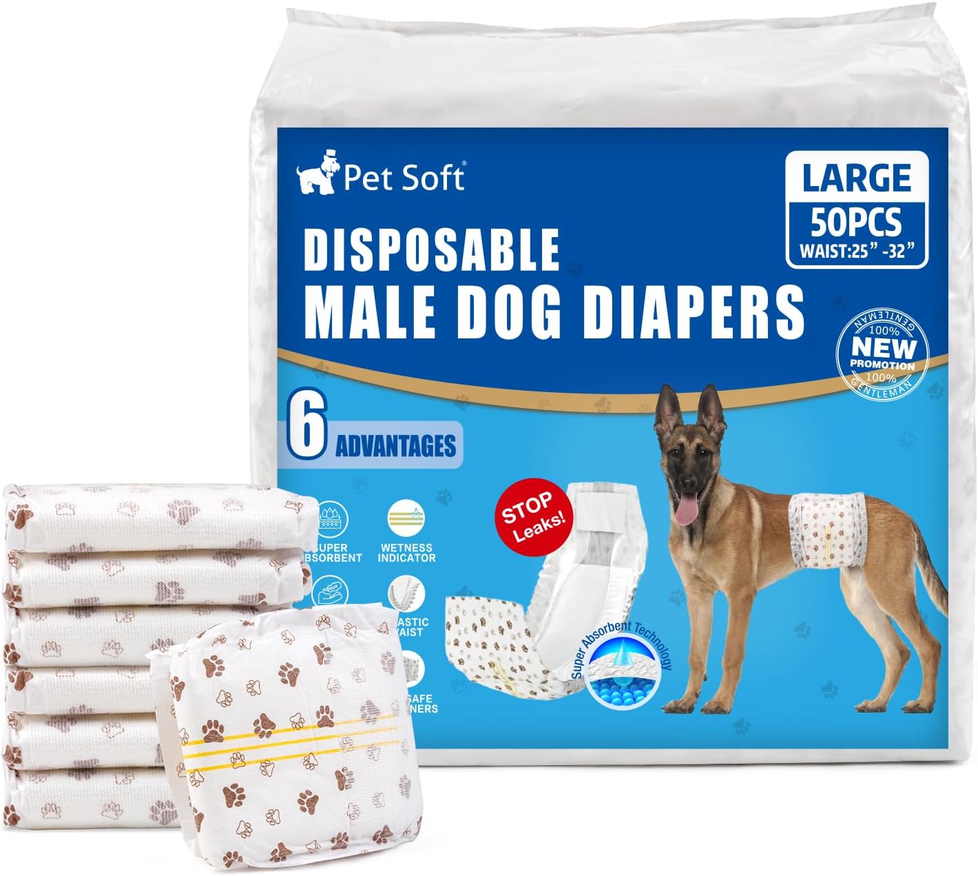 Pet Soft Male Dog Diapers - Ultra Absorbent Wraps for Comfort
