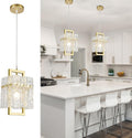 IKK Gold Crystal Pendant Light for Kitchen Island - Water Ripple Glass