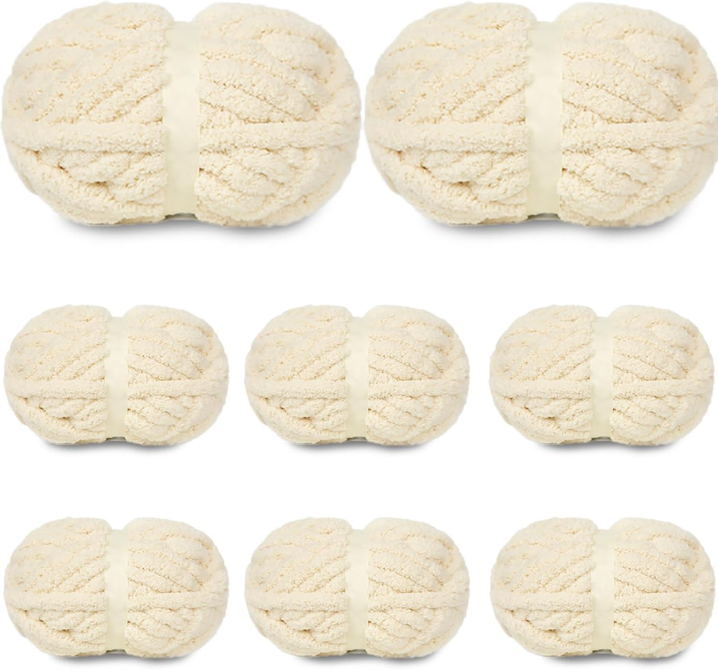 8 Pack Cream Chunky Yarn for Crocheting and Hand Knitting