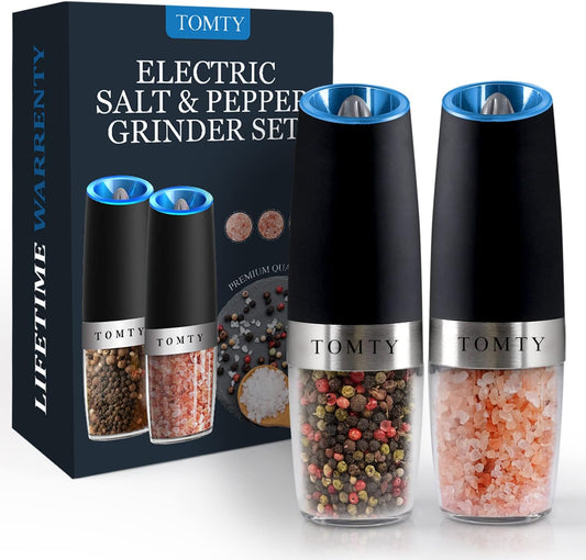 Gravity Electric Salt and Pepper Grinder Set for Easy Seasoning