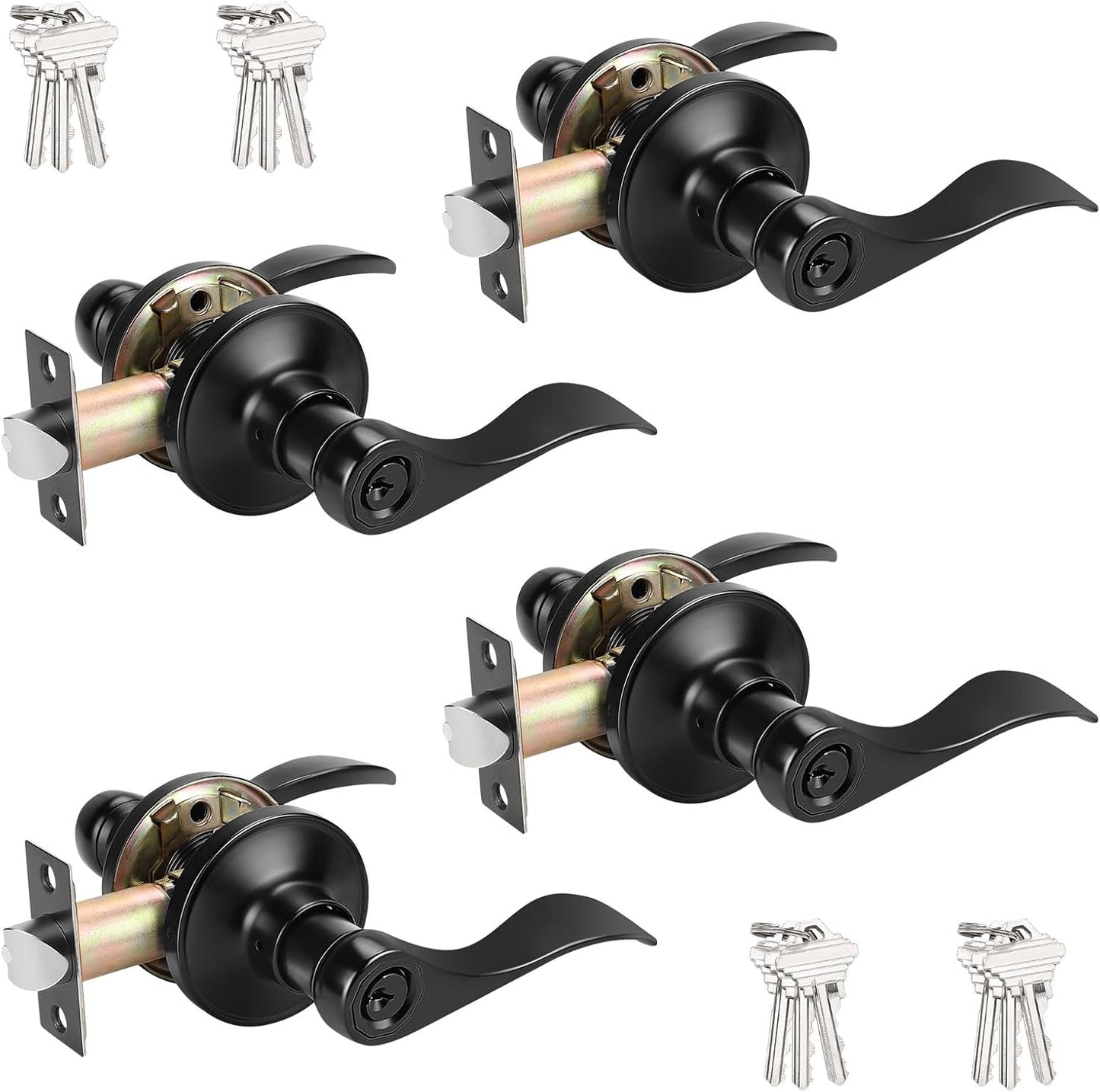 Probrico Black Entry Knobs with Lock and Key for All Doors