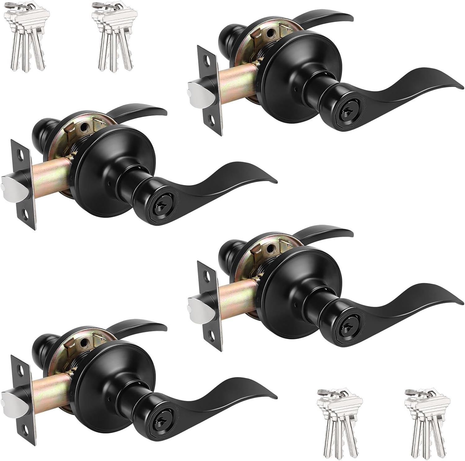 Probrico Black Entry Knobs with Lock and Key for All Doors
