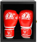 Boxing Glove Display Case Wall Mount Lockable - Premium Wood Frame