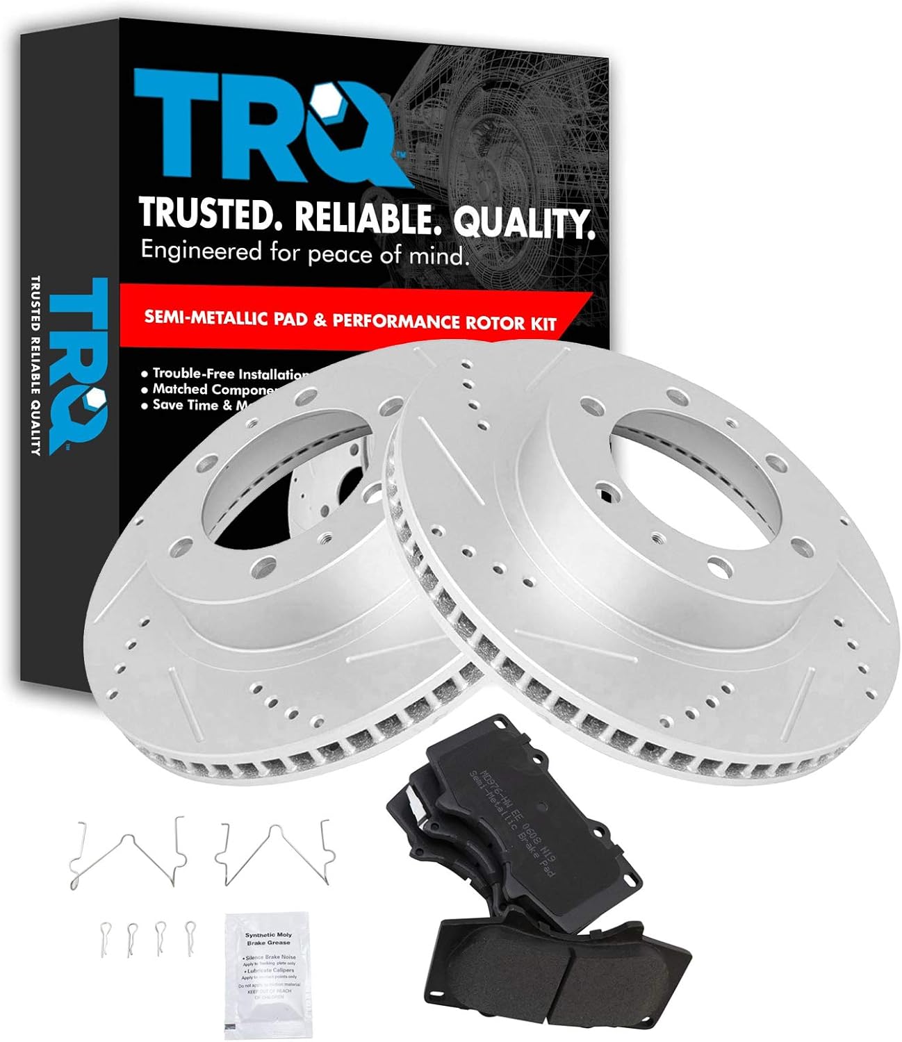 TRQ Front Performance Brake Pad & Rotor Kit for Toyota Vehicles