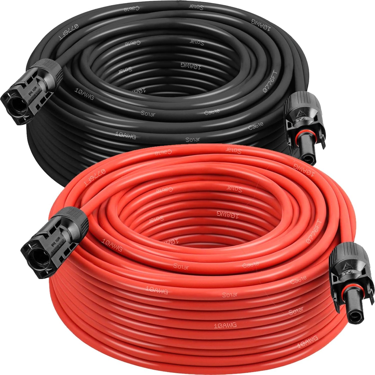 10AWG Solar Panel Extension Cable - 100FT Waterproof Connectors