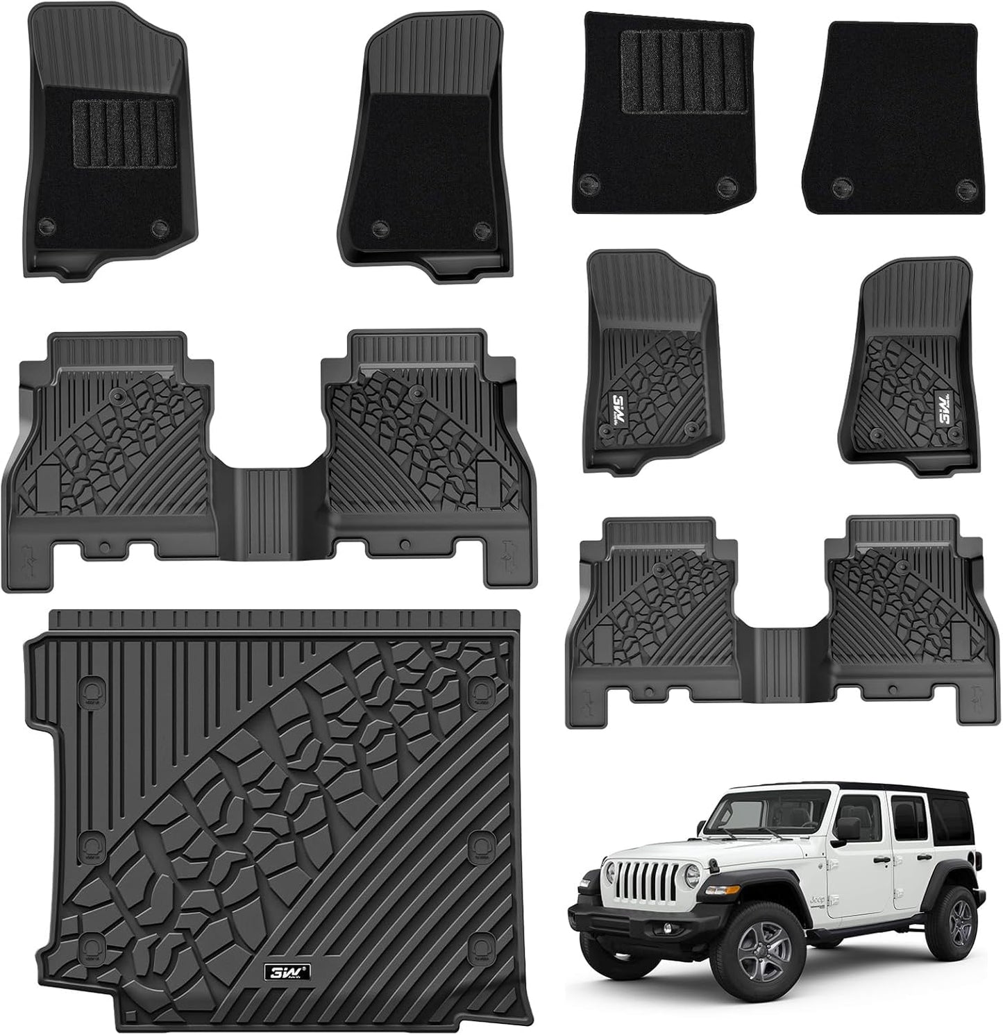 Custom Fit 3W Floor Mats for Jeep Wrangler JL 2018-2025