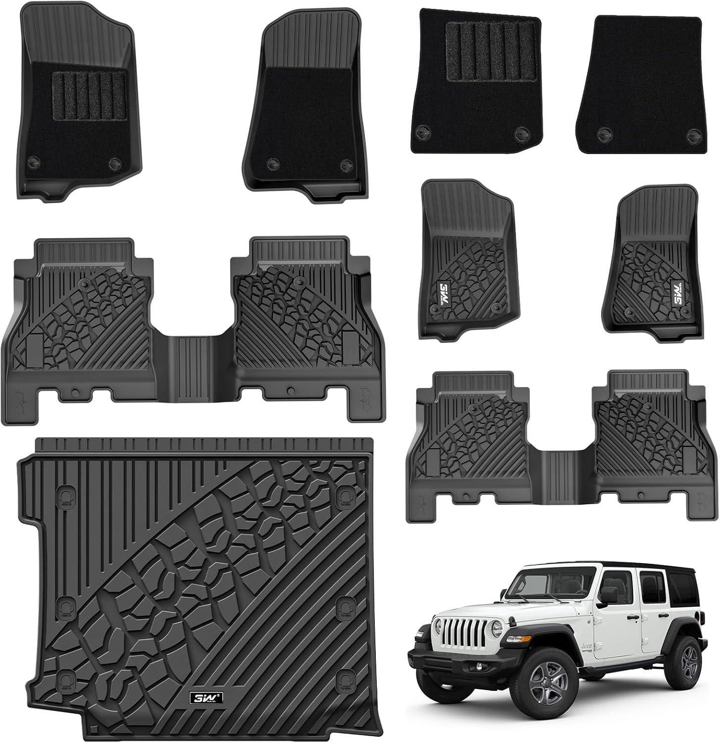 Custom Fit 3W Floor Mats for Jeep Wrangler JL 2018-2025
