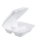 Dart 90HT3R Lg 3 Comp Foam Hinged Container, 9 in - Insulated Carryout