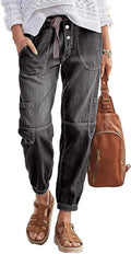 Flamingals Straight Leg Button Fly Jeans for Women - Comfortable high