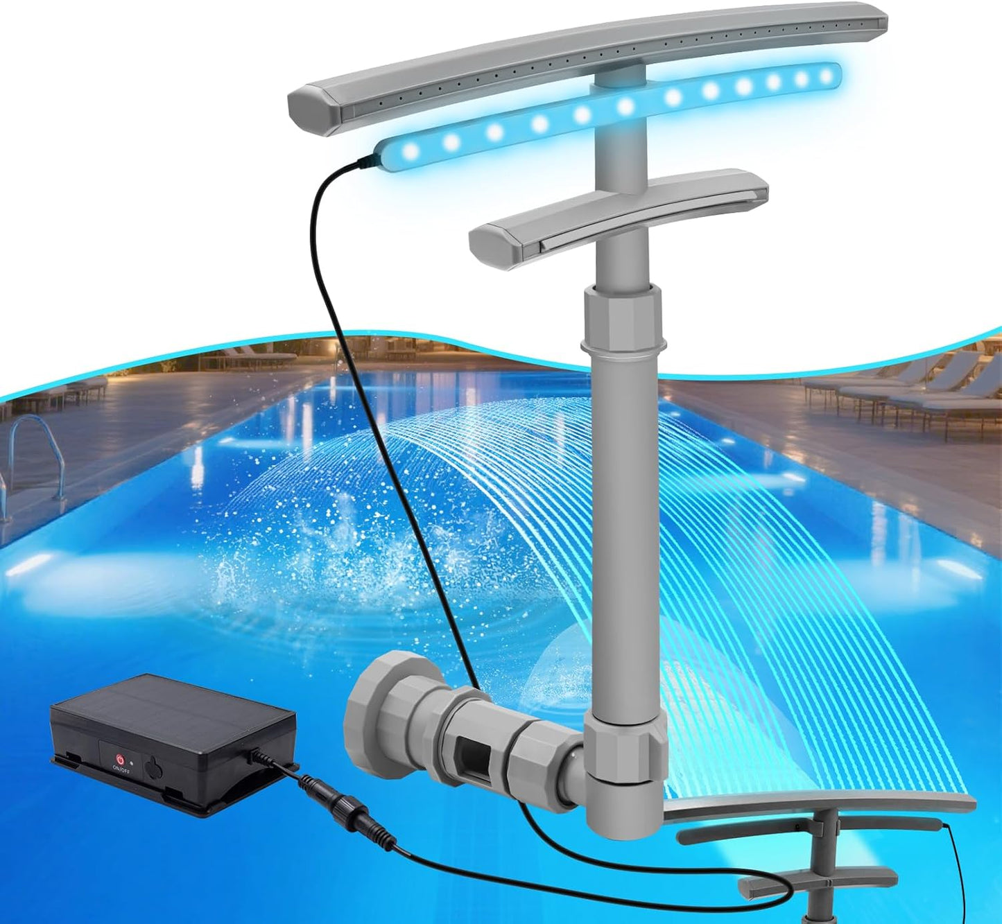 Pool Fountain with Light Show for Above and In-Ground Pools