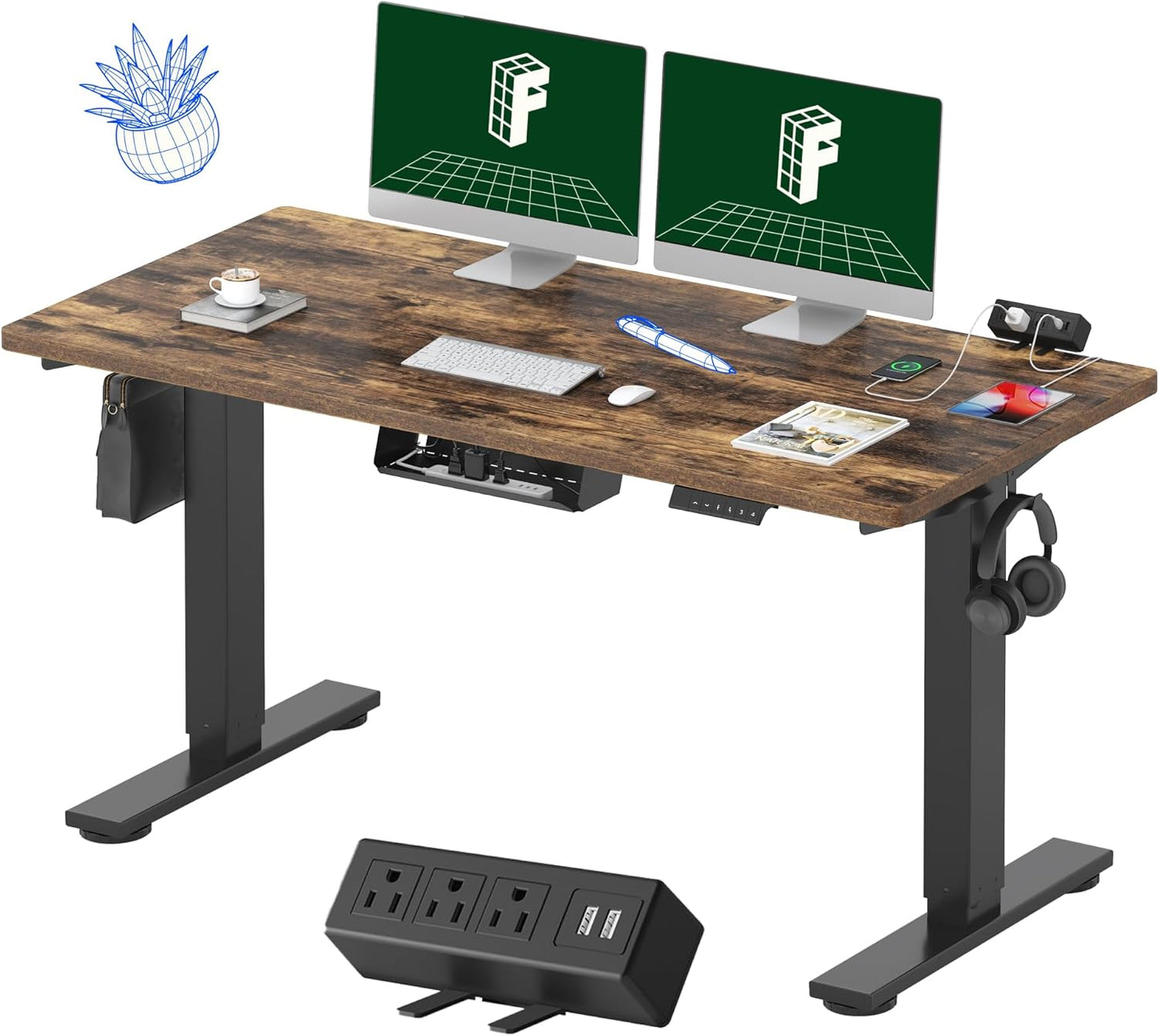 Electric Height Adjustable Standing Desk Bundle
