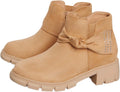 Girls Suede Ankle Boots with Low Block Heel and Bowknot