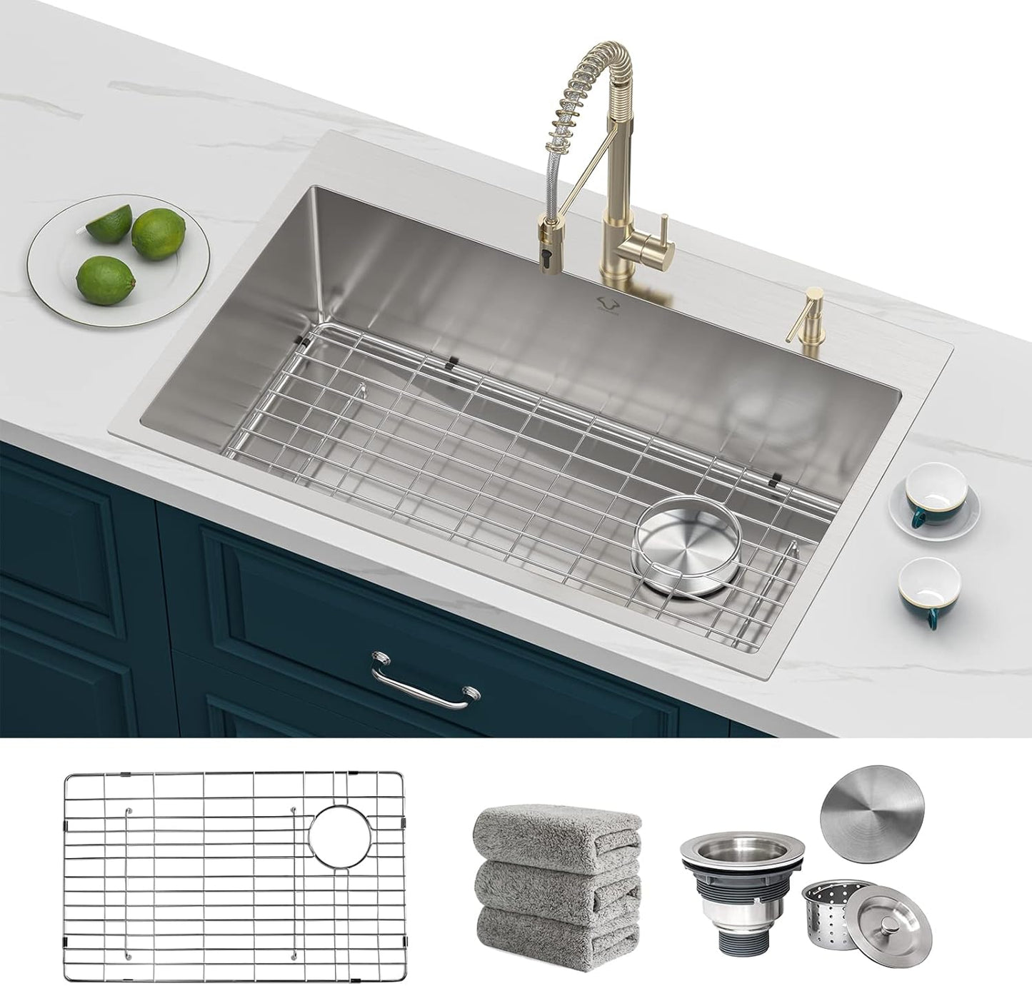 Oxwiser 33x22 Inch Drop-In Stainless Steel Kitchen Sink