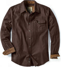 CQR Men's All Cotton Flannel Shirt Long Sleeve - Brushed Soft Plaid