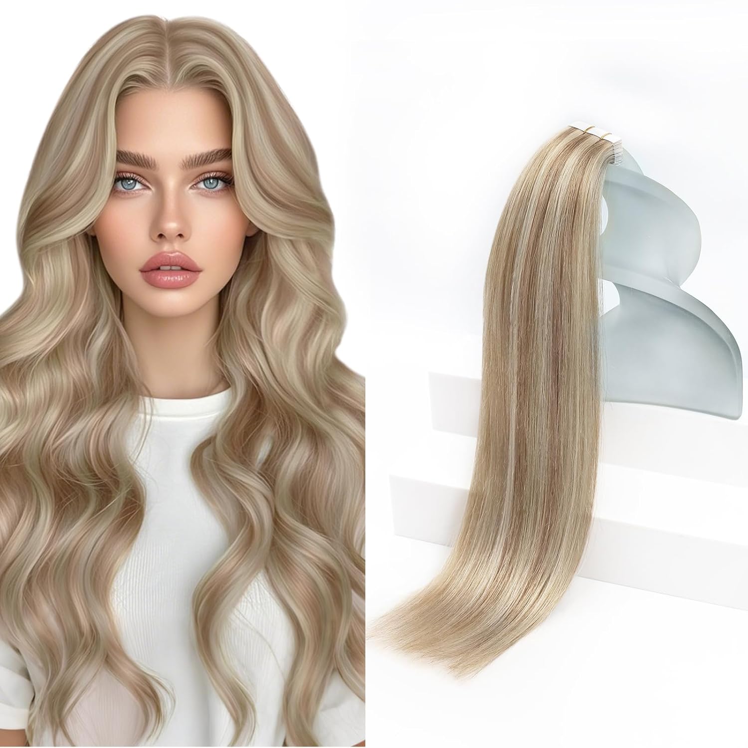 Sunny Hair Tape in Hair Extensions for Women - Ash Blonde 18 in