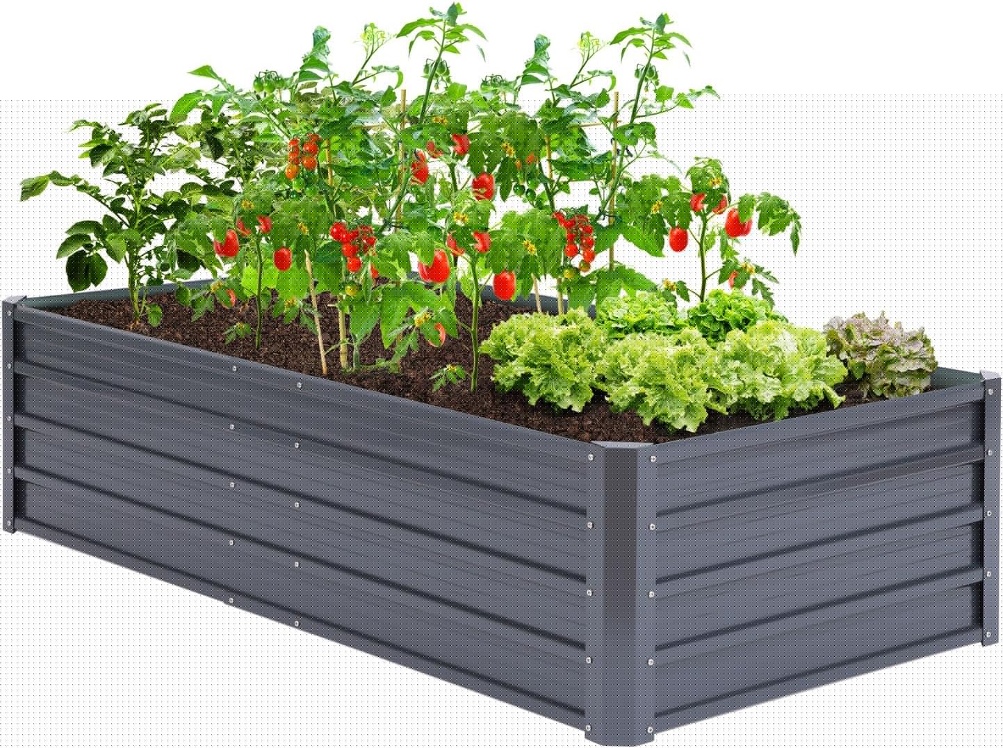 Ohuhu Metal Raised Garden Bed 6x3x1.5 FT for Vegetables
