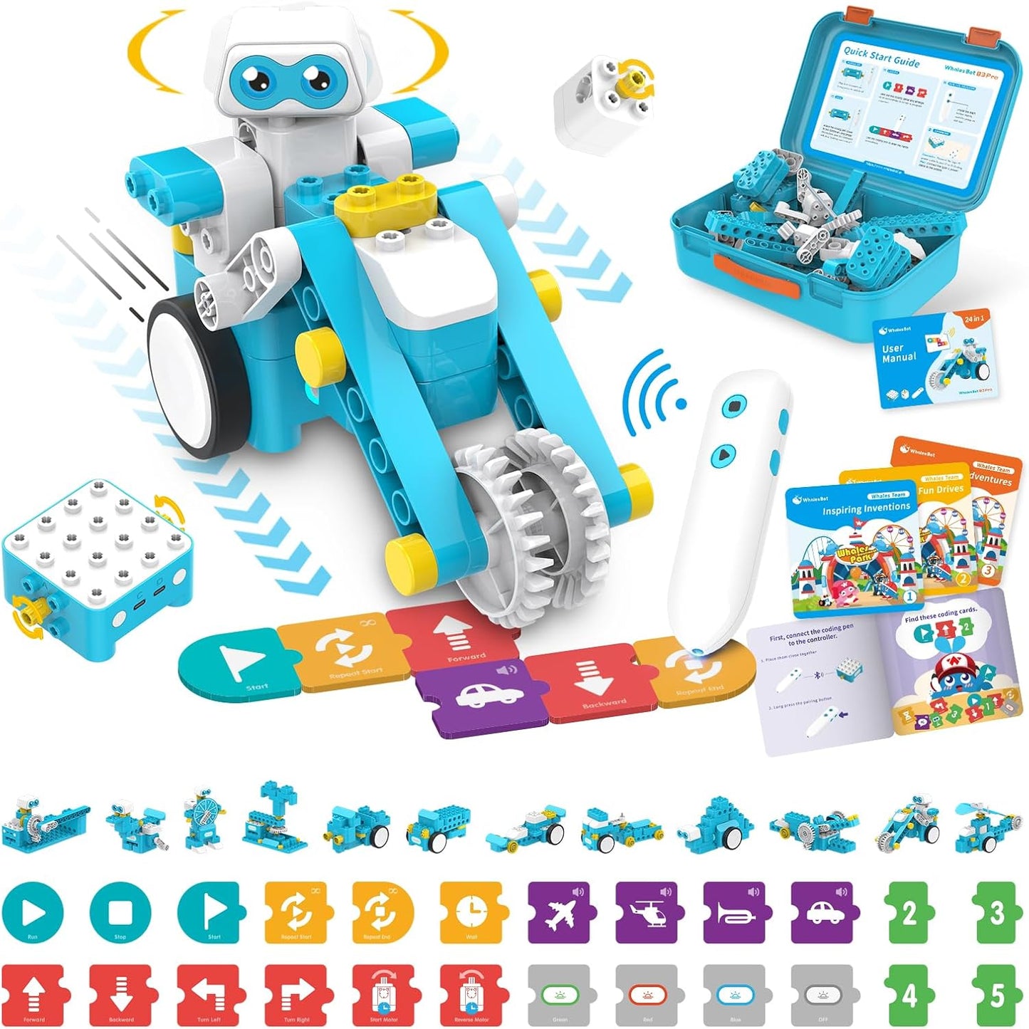 WhalesBot B3 Pro Coding Kit: 24-in-1 STEM Fun!