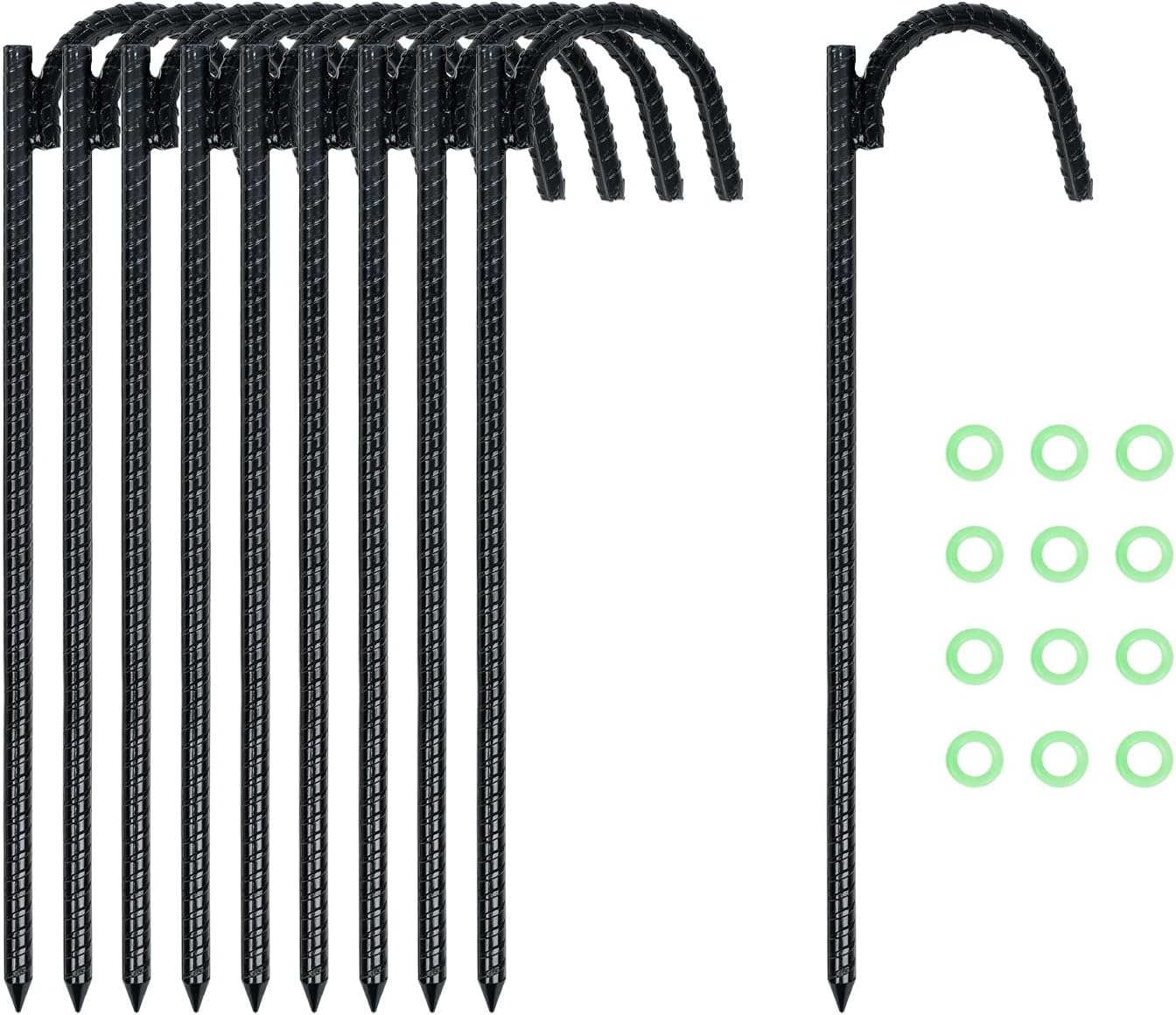 10 Pack Heavy Duty Rebar Stakes - Secure Your Gear!
