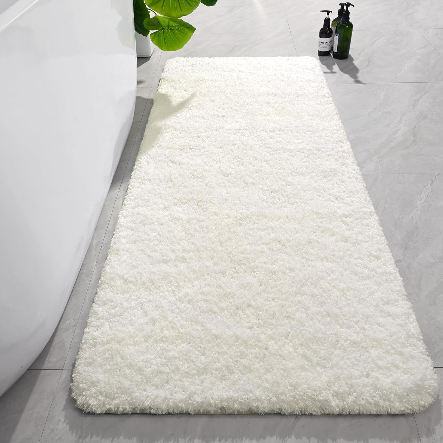 AROGAN Cream White Luxury Long Bathroom Runner Rug for Comfort