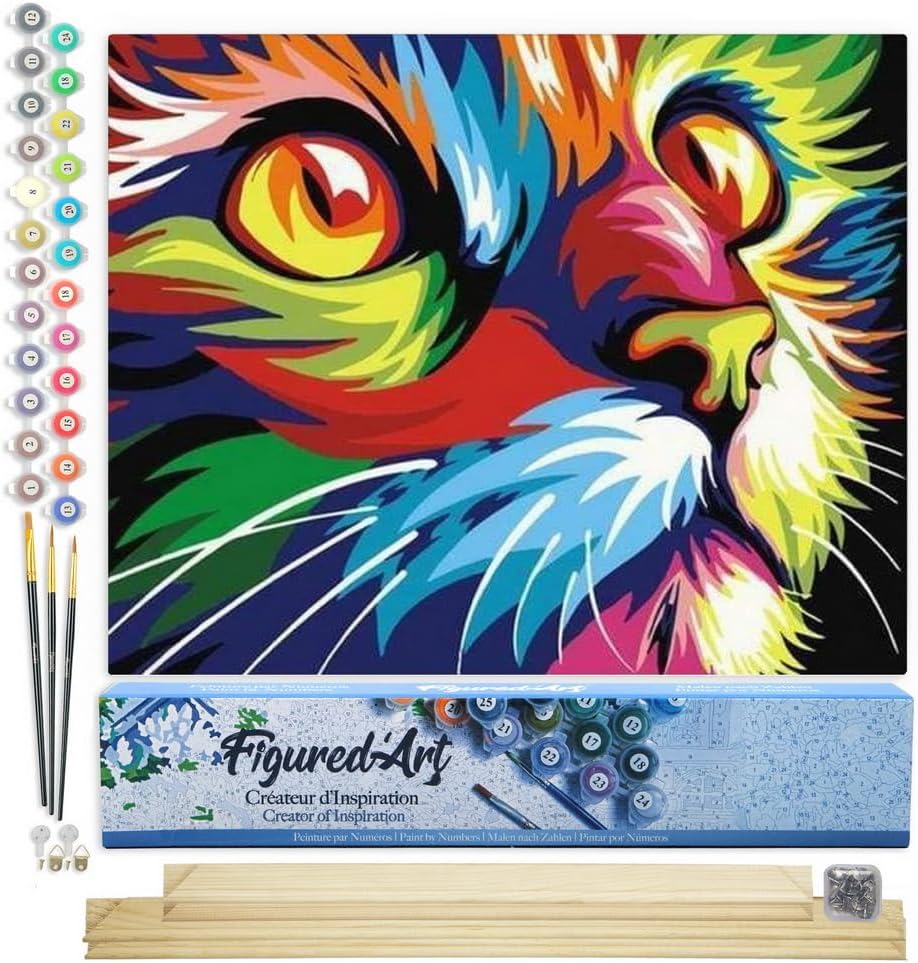 Figured'Art Paint by Numbers Kit for Adults - Feline Pop Art