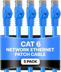 Cat6 200FT Network Ethernet Patch Cable Pack of 5 - High-Speed 550MHz