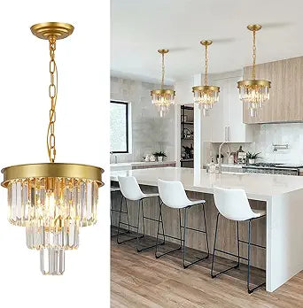 Crystal Pendant Light for Kitchen Island - Modern Mini Chandelier