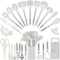 Kitchen Utensil Set Silicone Cooking Utensils - 33-Piece Cream White