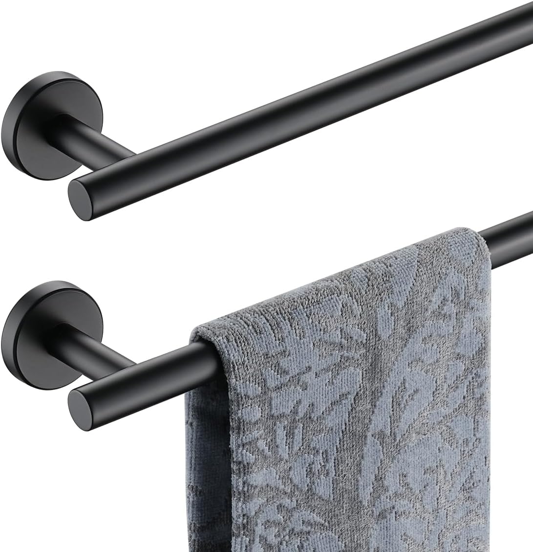 JQK Black Bath Towel Bar - Durable 33 Inch Stainless Steel Rack