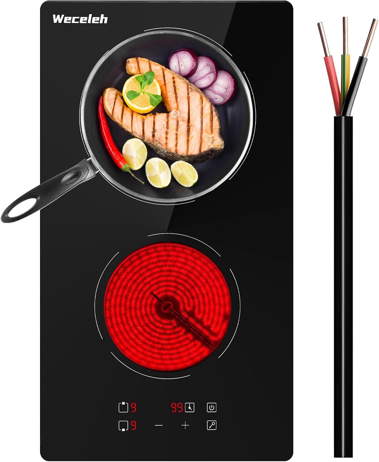 2 Burners Electric Cooktop with Touch Control and Safety Features