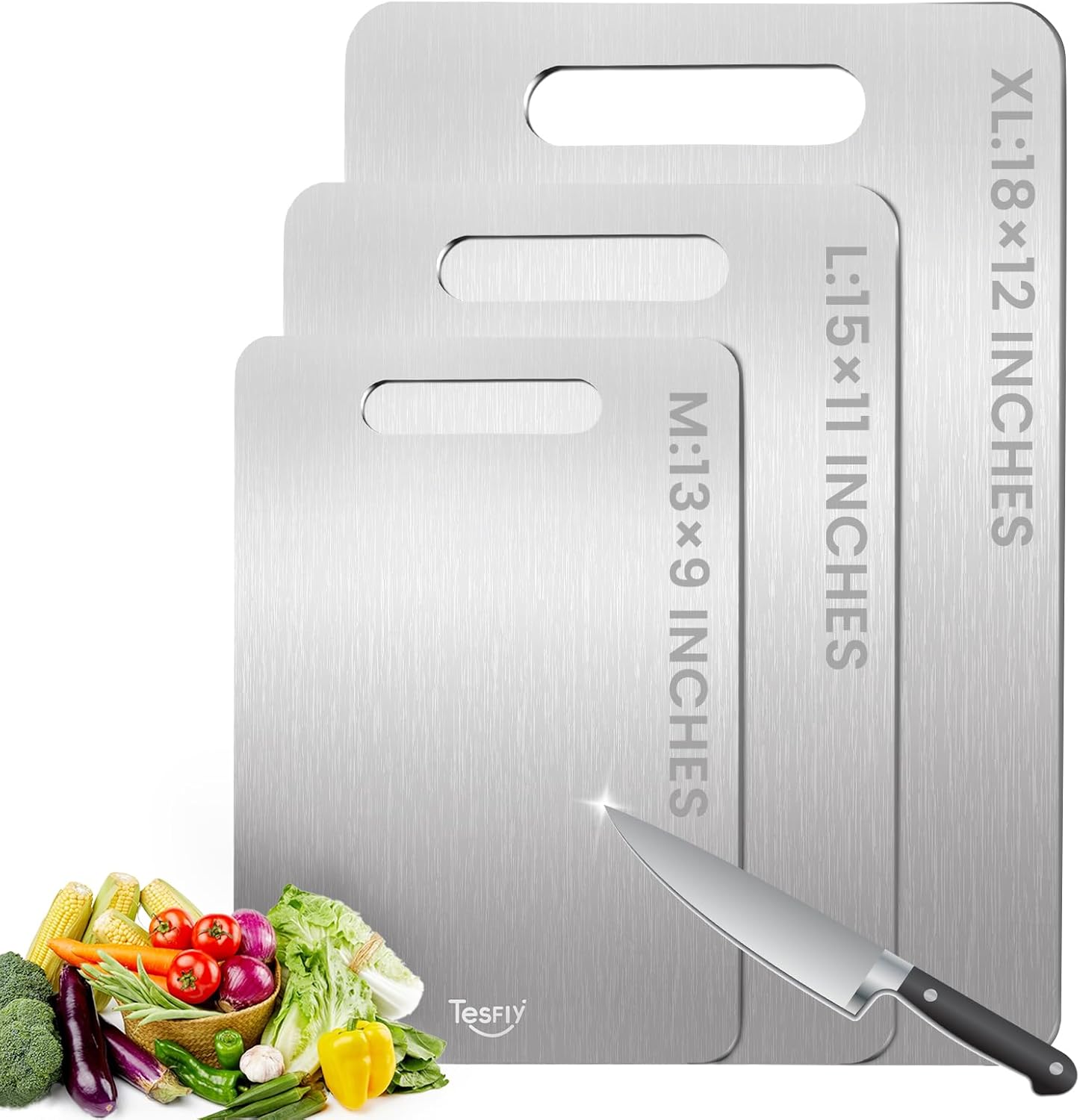 3 Pack Titanium Cutting Board Set for Kitchen - Durable & Safe