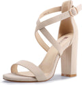 Women's Chunky High Heel Sandal Strappy Open Toe Ankle Strap - 4in