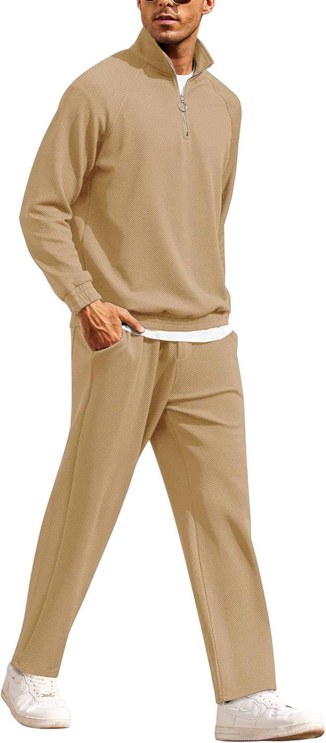 COOFANDY Men's Tracksuit 2 Piece Relaxed Fit Half-zip Sweatsuits