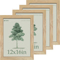 12x16 Picture Frame Set 4 Pack - Natural Woodgrain Gallery Frames