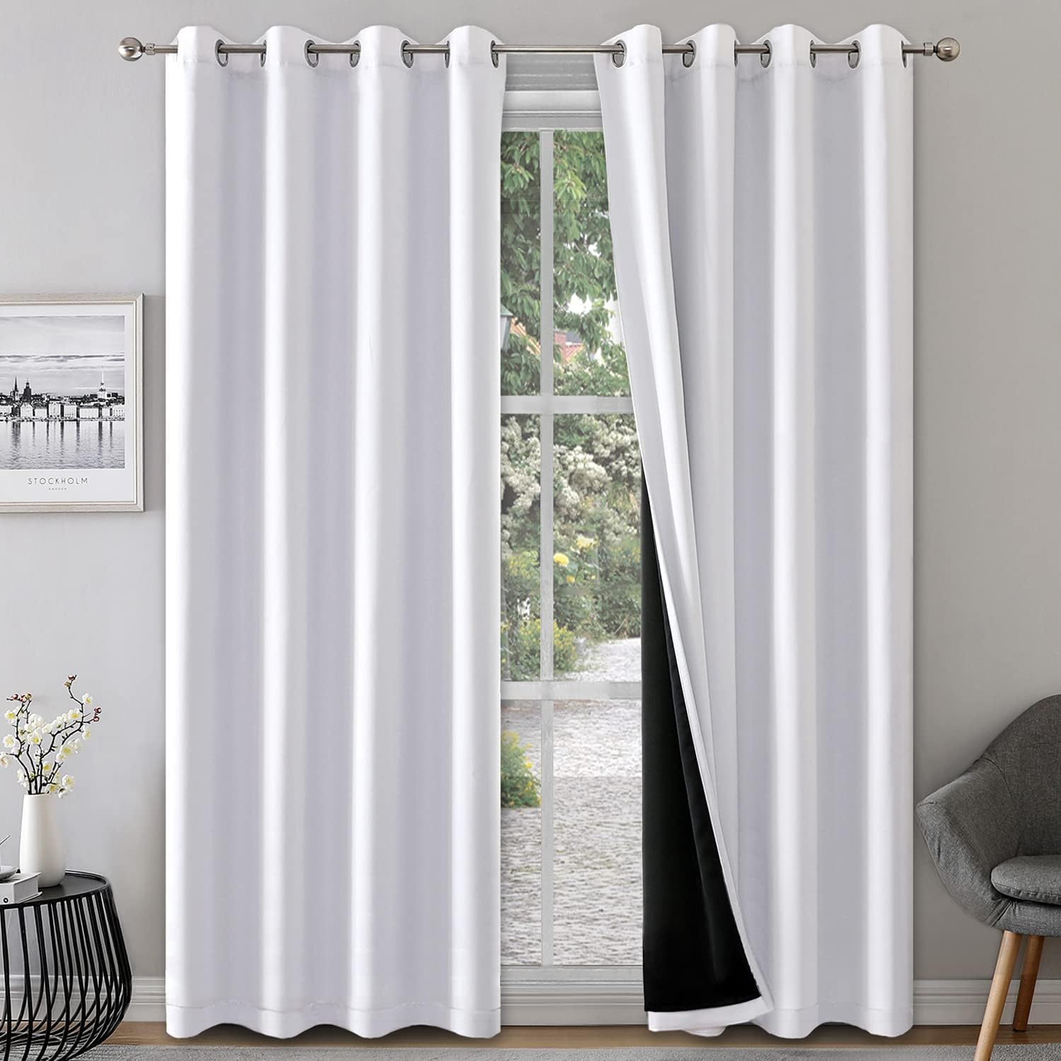 Total Blackout Curtains 2 Panels for Complete Darkness and Insulation