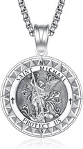 925 Sterling Silver Men's Amulet Necklace with Religious Medals