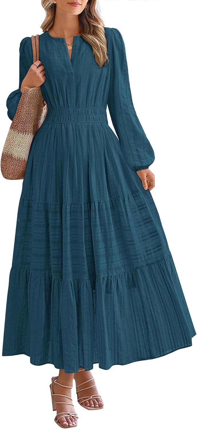 BTFBM Fall Dresses for Women 2025 Casual Long Sleeve Maxi