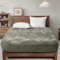 King Size Smokey Olive Velvet Fitted Sheet - Deep Pocket Cozy Fit