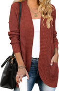 MEROKEETY Womens Long Sleeve Open Front Cardigan - Cozy Draped