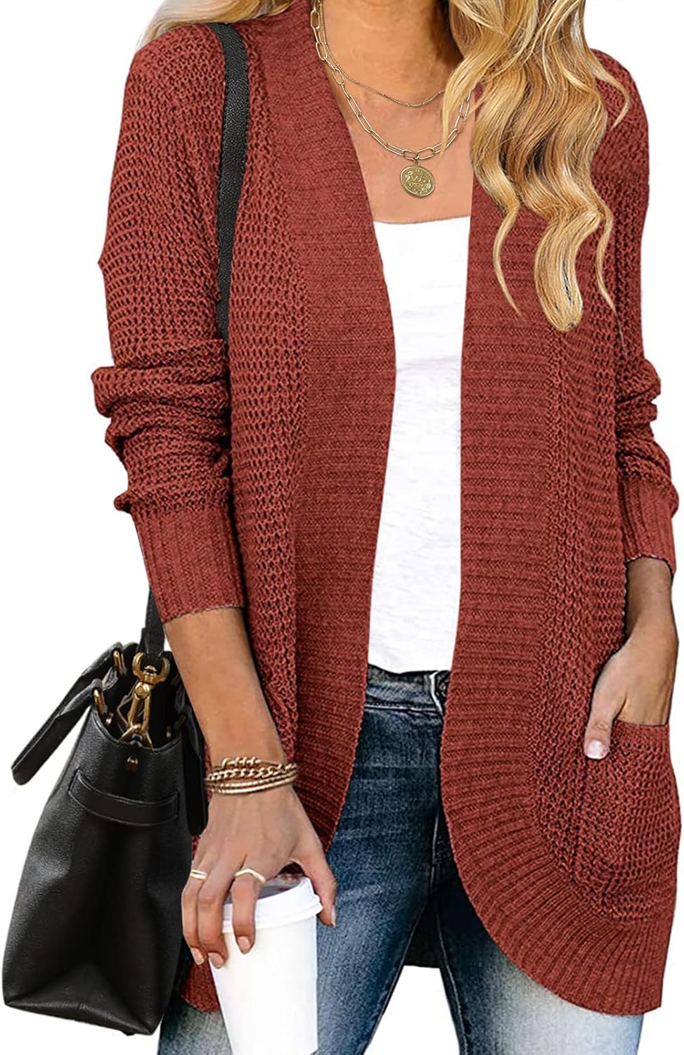 MEROKEETY Womens Long Sleeve Open Front Cardigans for Fall