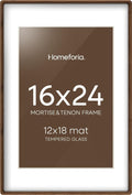 16 x 24 Picture Frame Brown Mortise & Tenon Walnut - Matted 12x18