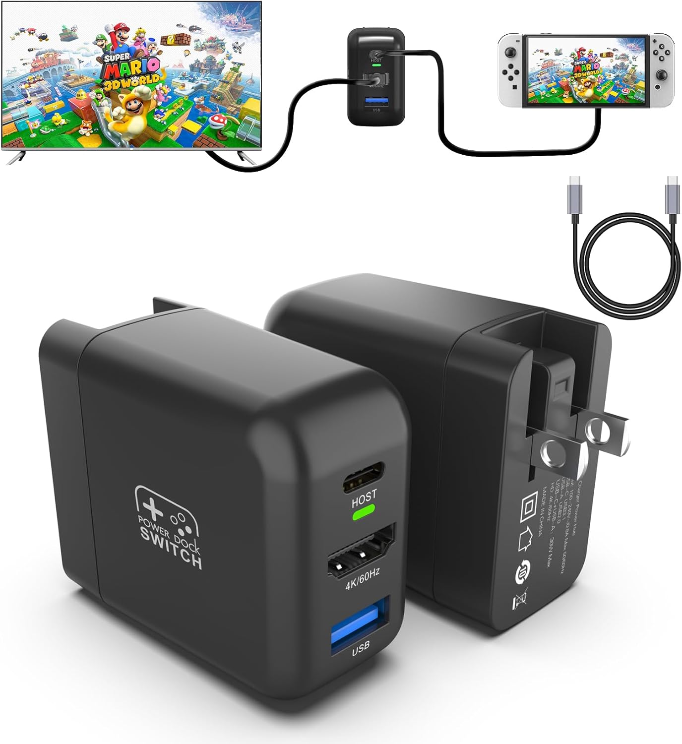 Portable Switch Dock Charger for Nintendo Switch with 4K HDMI