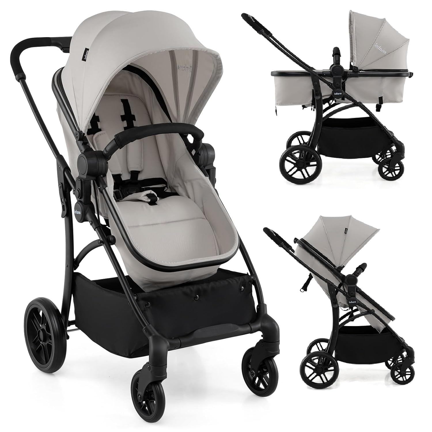 INFANS 2 in 1 Baby Stroller with Bassinet for Newborns